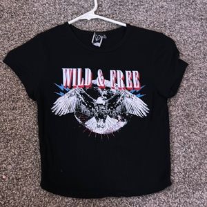 black crop top with little design on it